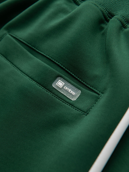 Ombre Clothing Pánské tepláky s kontrastním lemováním - tmavě zelené