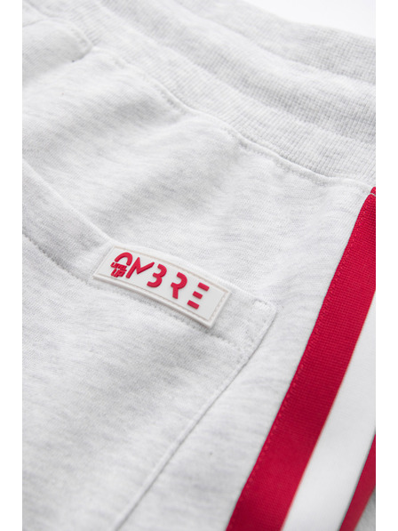 Ombre Clothing Pánské tepláky s lemováním a žebrováním na nohavicích - šedý melír
