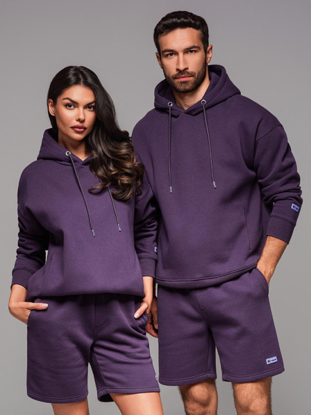 Ombre Clothing Unisex mikina s kapsami a kapucí - fialová