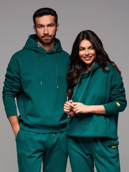 Ombre Clothing Unisex mikina s kapsami a kapucí - tmavě zelená
