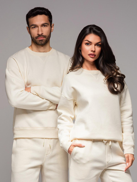 Ombre Clothing Klasická unisex mikina s kulatým výstřihem - krémová