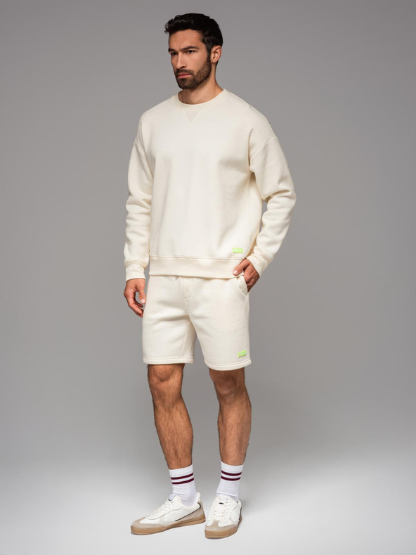 Ombre Clothing Klasická unisex mikina s kulatým výstřihem - krémová