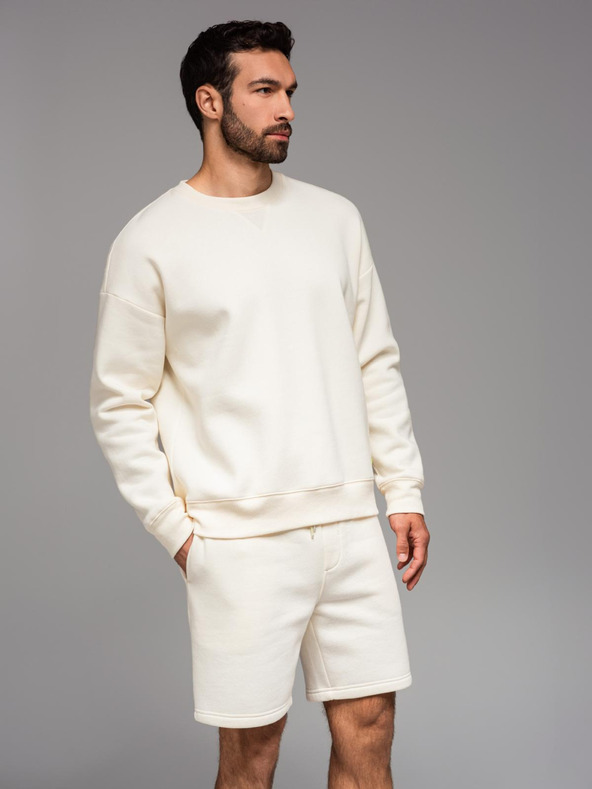 Ombre Clothing Klasická unisex mikina s kulatým výstřihem - krémová