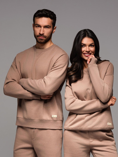 Ombre Clothing Klasická unisex mikina s kulatým výstřihem - hnědá
