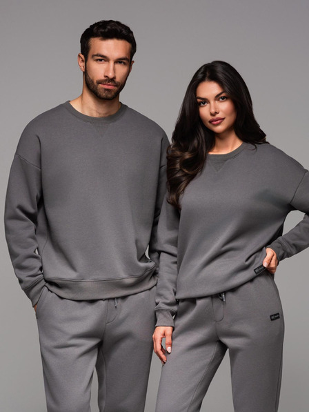 Ombre Clothing Unisex klasická mikina s kulatým výstřihem - šedá