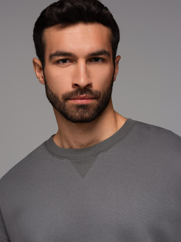 Ombre Clothing Unisex klasická mikina s kulatým výstřihem - šedá