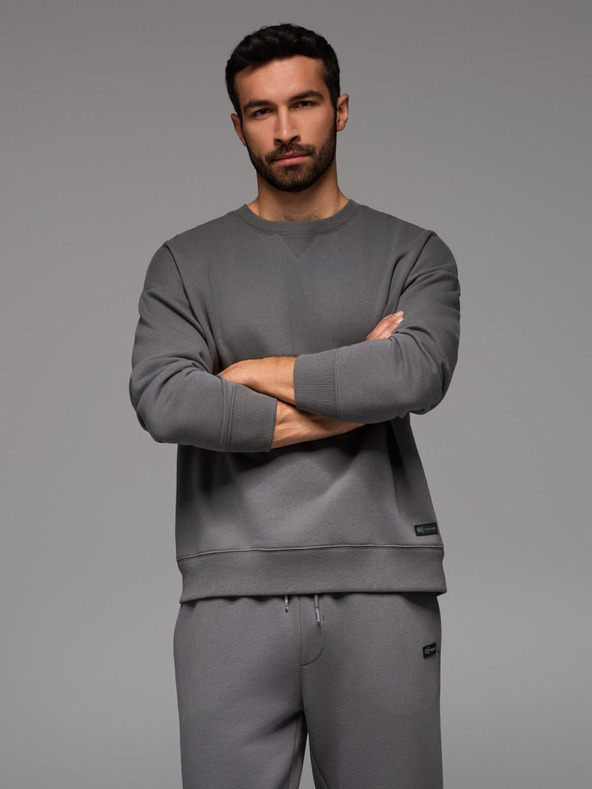 Ombre Clothing Unisex klasická mikina s kulatým výstřihem - šedá