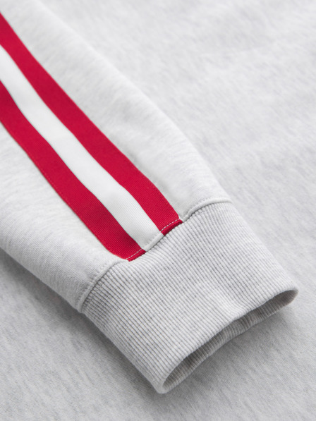 Ombre Clothing Pánská mikina s vysokým límcem a pruhy - šedá melanž