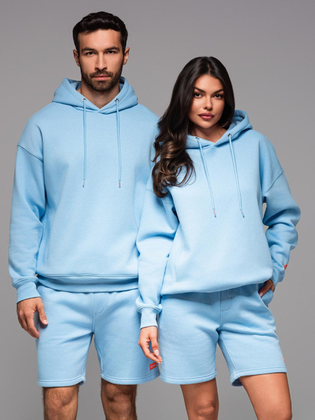 Ombre Clothing Unisex mikina s kapucí a kapsami - modrá