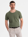 Ombre Clothing Khaki bavlněné tričko s jemnou texturou