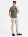 Ombre Clothing Khaki bavlněné tričko s jemnou texturou