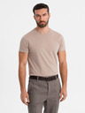 Ombre Clothing Pánské klasické bavlněné tričko BASIC - pískové