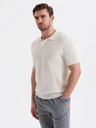 Ombre Clothing Pánské bavlněné polo tričko ze strukturovaného úpletu - bílé