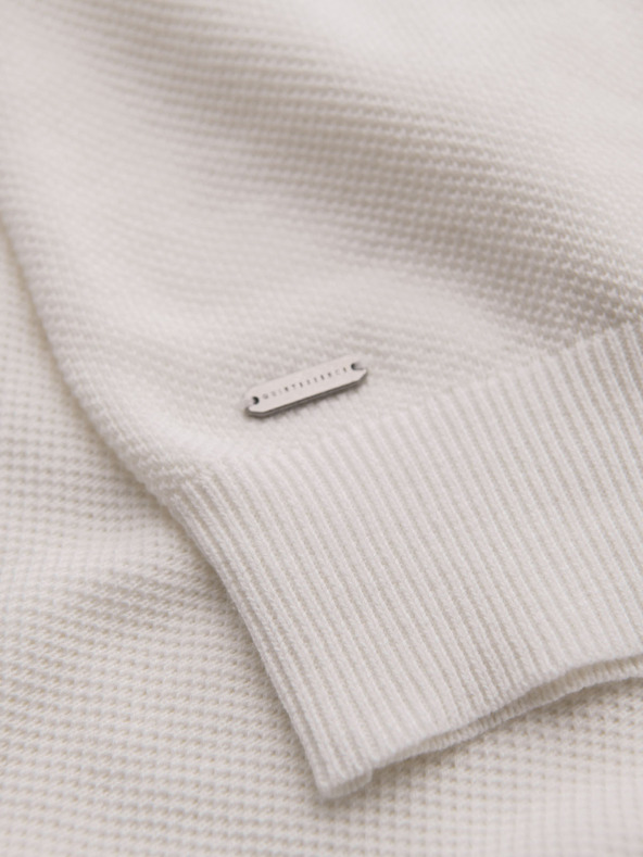 Ombre Clothing Pánské bavlněné polo tričko ze strukturovaného úpletu - bílé