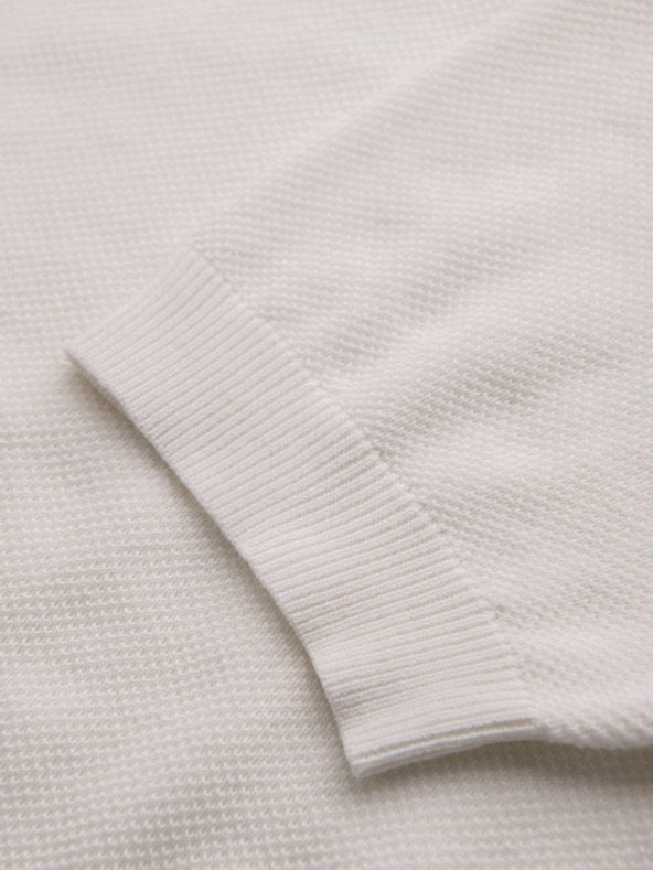 Ombre Clothing Pánské bavlněné polo tričko ze strukturovaného úpletu - bílé