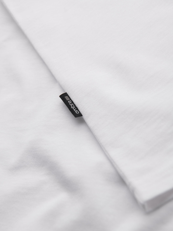 Ombre Clothing Pánské klasické bavlněné tričko BASIC s výstřihem - bílé