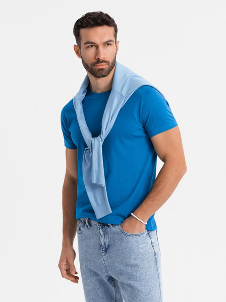 Ombre Clothing Pánské klasické bavlněné tričko BASIC - pískové