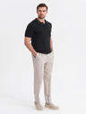 Ombre Clothing Pánské bavlněné polo tričko ze strukturovaného úpletu - černé