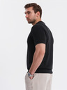 Ombre Clothing Pánské bavlněné polo tričko ze strukturovaného úpletu - černé