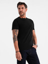 Ombre Clothing Pánské klasické bavlněné tričko BASIC - černé