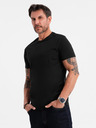 Ombre Clothing Pánské klasické bavlněné tričko BASIC - černé