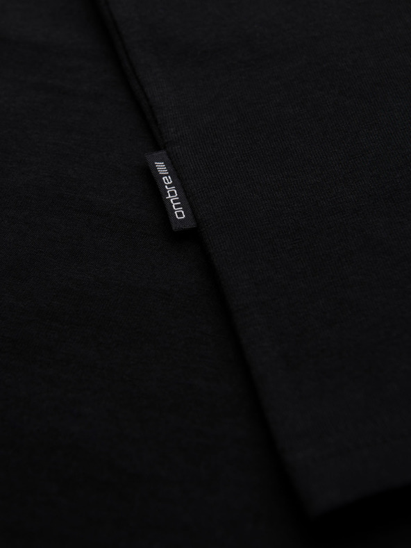 Ombre Clothing Pánské klasické bavlněné tričko BASIC - černé