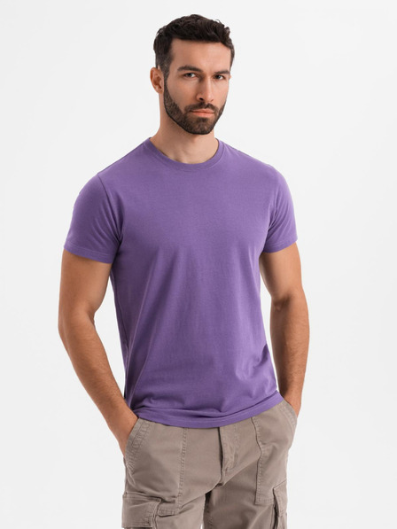 Ombre Clothing Pánské klasické bavlněné tričko BASIC - fialové