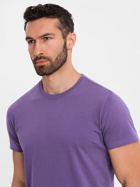 Ombre Clothing Pánské klasické bavlněné tričko BASIC - fialové