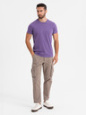 Ombre Clothing Pánské klasické bavlněné tričko BASIC - fialové
