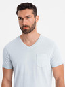 Ombre Clothing Pánské bavlněné tričko s výstřihem do V a sepraným efektem - šedé
