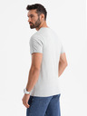 Ombre Clothing Pánské bavlněné tričko s výstřihem do V a sepraným efektem - šedé