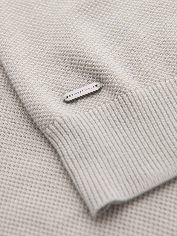 Ombre Clothing Pánské bavlněné polo tričko ze strukturovaného úpletu - béžové