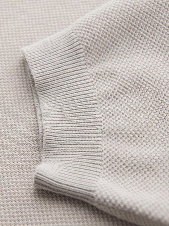 Ombre Clothing Pánské bavlněné polo tričko ze strukturovaného úpletu - béžové