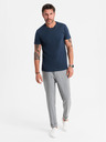 Ombre Clothing Pánské klasické bavlněné tričko BASIC - tmavě modré