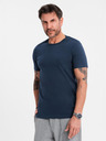 Ombre Clothing Pánské klasické bavlněné tričko BASIC - tmavě modré