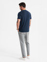 Ombre Clothing Pánské klasické bavlněné tričko BASIC - tmavě modré