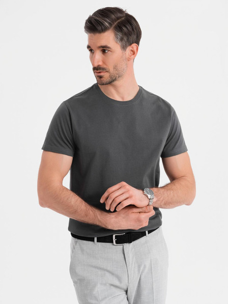 Ombre Clothing Pánské klasické bavlněné tričko BASIC -šedé