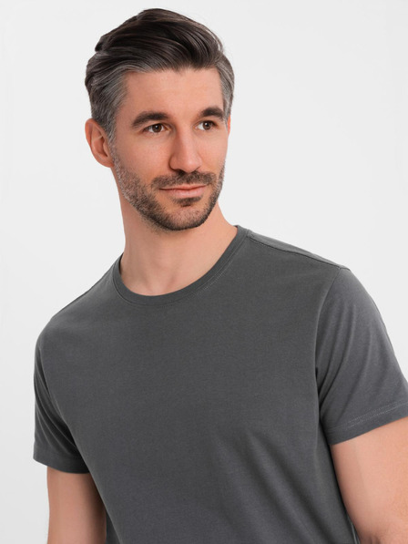 Ombre Clothing Pánské klasické bavlněné tričko BASIC -šedé