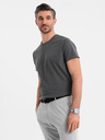 Ombre Clothing Pánské klasické bavlněné tričko BASIC -šedé