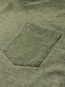 Ombre Clothing Pánské bavlněné tričko s výstřihem do V a sepraným efektem - olivové