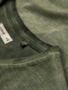 Ombre Clothing Pánské bavlněné tričko s výstřihem do V a sepraným efektem - olivové
