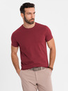 Ombre Clothing Pánské klasické bavlněné tričko BASIC - bordó