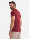 Ombre Clothing Pánské klasické bavlněné tričko BASIC - bordó