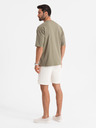 Ombre Clothing Pánské bavlněné tričko LOOSE FIT s kulatým výstřihem - khaki