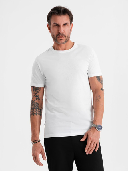 Ombre Clothing Pánské klasické bavlněné tričko BASIC - bílé