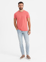 Ombre Clothing Pánské klasické bavlněné tričko BASIC - korálová