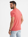 Ombre Clothing Pánské klasické bavlněné tričko BASIC - korálová