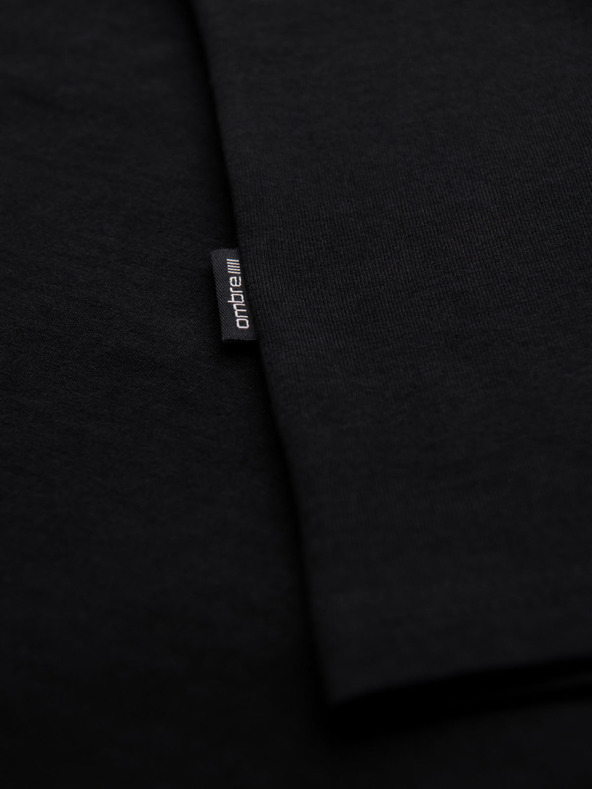 Ombre Clothing Pánské klasické bavlněné tričko BASIC s výstřihem - černé