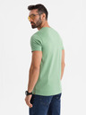 Ombre Clothing Bavlněné klasické pánské tričko BASIC s výstřihem do V - zelené