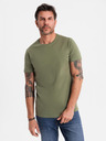 Ombre Clothing Pánské klasické bavlněné tričko BASIC - khaki